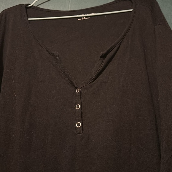croft and barrow black 3 button v neck long sleeve tshirt size 2x - Picture 2 of 2